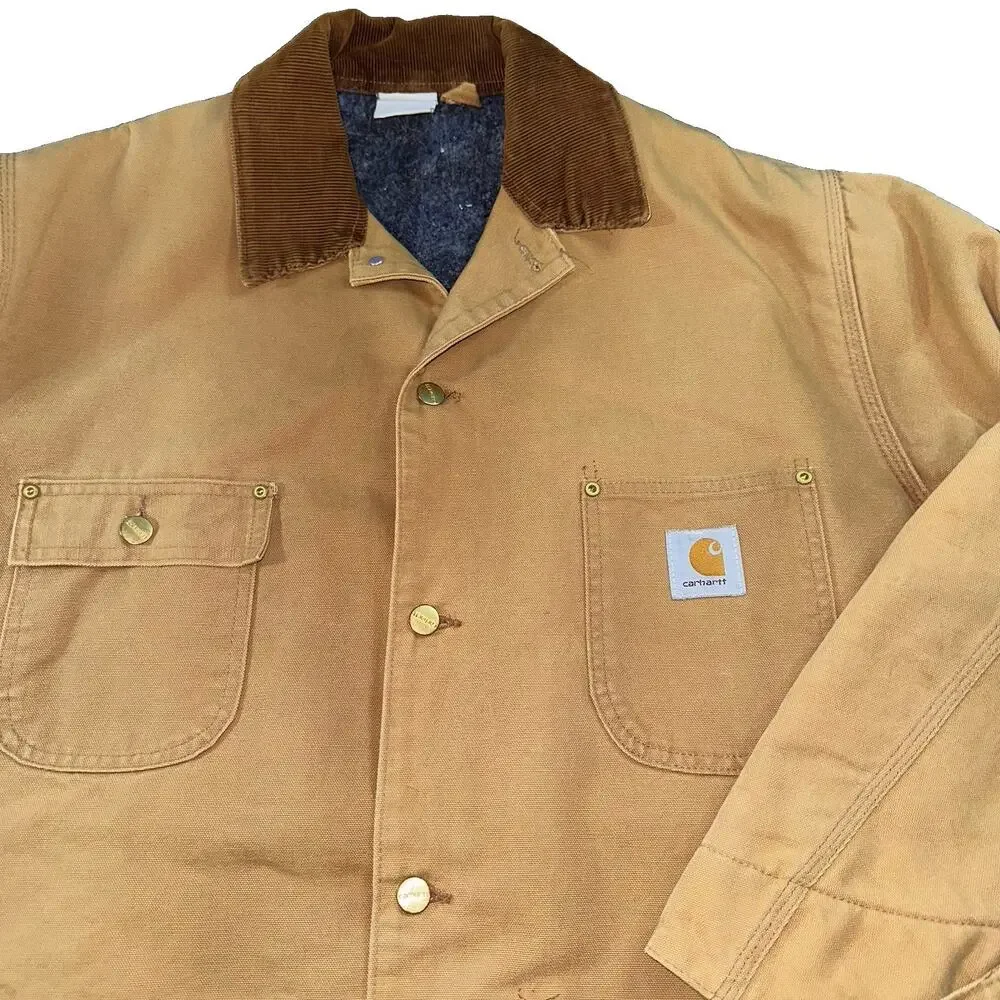 Vintage Carhartt Blanket Lined Duck Chore Coat Jacket Men's XL Brown 6BLJ C01